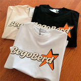 Cute Orange Star Letters Cartoon T Shirt Vintage Streetwear Summer Short Sleeve Tops Harajuku Punk Grunge Graphic Tees-Outfit