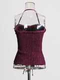 Spring 2025 New Fashion Sexy Style Brae Flower Stitching Design T-Wearing Belt Waist-Meared Blouse