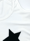 Star Embroidered Rib Cropped Tank Top-Outfit