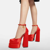 Summer Chunky Heel Hollow Sandals-Outfit