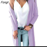 Jacket Autumn and Winter New Double Pocket Medium Length Knitted Cardigan Sweater Women Cardigan Women Knitted