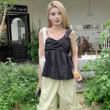 Summer Fashion Temperament Solid Colour Women's Blouse-Outfit