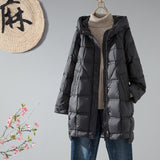 Autumn And Winter New Loose White Duck Velvet In The Long Hooded Down Jacket Female Korean Version Show Thin Pressure Glue Coat Tide-Outfit