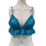 Style Sequins Show Hot Blouse DS Nightclub Stage Lotus Leaf Edge Suspender Navel Vest-Outfit