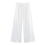 Fongt Women's Explosive Linen Long-Sleeved V-Neck Casual Shirt + Linen Mid-Rise Wide-Legged Trousers