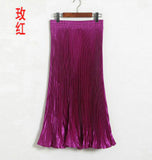 Fongt Luster Polyester Pressure Folded Half Skirt Original Single Long Skirt Silk Clear Silk #8035