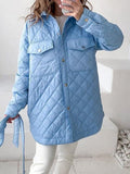 Pockets Patchwork Button Women Outwear Streetwear Lady Casual Loose Long Sleeve Coat Lapel Solid Autumn Winter