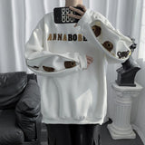 Sweatshirts Vintage Womens Spring Autumn Hoodies Clothes Couple Loose Casual Embroidery Bear Long Sleeve Pullover