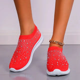 Crystal Breathable Mesh Sneaker Shoes for Women Comfortable Soft Bottom Flats Plus Size 43 Non Slip Casual Shoes Woman-Outfit