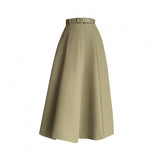 Skirt Female 2024 New High Waist Suit Skirt Splsplicing Splicing Crotch Show Thin Long Skirt-Outfit