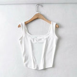 2021 Summer Women Solid Cotton Crop Tank Top Sleeveless Backless Female Tops