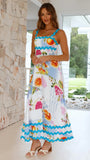 Fongt Southeast Asia New Small Flower Wave Sling Skirt High-End Temperament A-Line Dress-88166-Outfit