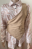 Spring Fashion New Korean Version Of The Long-Sleeved Jacket Loose Show Thin Stripe Splicing False Two Pieces-Outfit