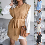 Wind Shooting Autumn And Winter Casual Strapped Vest Sweater Dress Knitted Dress Women's