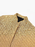Fongt New Women's Street Personality Gold Beads Jacket Pocket Coat