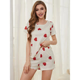Fongt Size Women's Home Clothes Summer Love Short Sleeve Shorts Two Sets Of Pajamas Female Пижама-Outfit