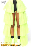 Pleated Long Skirt See Through Multilayered Mesh Buckle Patchwork Skirts 2023 Autumn Music Festival Chic Skirt For