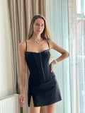 Birthday Dress for Women Fall Outfits Going Out Streetwear Chic Classy Spaghetti Strap Y2k Corset Black Party Dresses-Outfit
