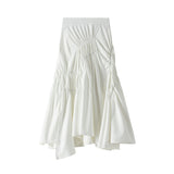 Fongt Half-Dress Girl Spring And Summer 2025 New Ins Super Fire Black White Folded Long Skirt 8573