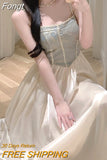 Dress Women 2023 Summer New Evening Spaghetti Strap Patchwork Ladies French Temperament Robes Female Clothes
