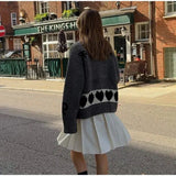 Bow Printed Knitted Cardigan-Outfit