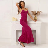 Station New Sling Sexual Lace Spliced Bare-Back Dress Banquet Temperament Dress Long Dress-Outfit