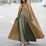 Winter Hooded Solid Cloak Poncho Coat Autumn Women Long Cape Cloak Hoodies Warm Cosplay Jackets Outwear