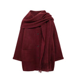 Fongt ZR Women's Temperament With Scarve Short Knit Coat