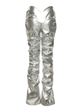 Stacked Low Waist Pu Leather Pants-Outfit