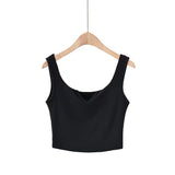 New Summer Small V-Collar Breathable Comfortable Sports Vest Women's Solid Color Slim Short Sleeveless Blouse-Outfit