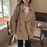 Fongt Medium Long Wind Coat Women Spring And Autumn High-Level Hepburn Popular British Style Long-Sleeved