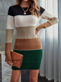 Fongt And Winter Round Collar Long Knitted Shirt Threaded Dressing Dress