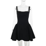 Fongt Spring 2025 New Short Skirt Famous Style Temperament Sexy Body Pearl Square Sling A