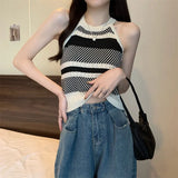 Fongt Knitted Small Sling Vest Fashion Summer Wearing Sleeveless Net Red Explosive Sweet And Sexy Waist