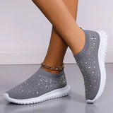 Crystal Breathable Mesh Sneaker Shoes for Women Comfortable Soft Bottom Flats Plus Size 43 Non Slip Casual Shoes Woman-Outfit