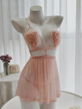 Fongt Pajamas Flower Three-Dimensional Pajamas Pentant Lovely Lovely Sexy Net纱 Ajamas Pajamas
