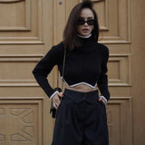 Fongt Autumn And Winter Explosion Of Women's High-Collar Irregularly Swing Short Sweater