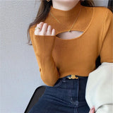 Fongt Collar Sweater Bottomed Women's New Autumn And Winter Long-Sleeved High-End Windwear Inside The Collar Knitting