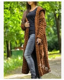 Fongt Knitted Sweater Women Loose Sesame Braided Lazy Hooded Long Cardigan