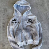 Fongt Trend Street Free-Movement FLUENT Print Zippered Sweater Men And Women Hip Hop Sports Zipper Hoodie