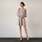 Sleeve Neck Elegant Slim Vintage A Line