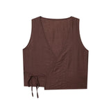 Fongt New Women's Wrinkles Effect Short Vest Half-Dress Dress Suit