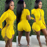 Fongt Women's Fashion Sexy Stitching Solid Color Teeing Long-Sleeved Jumpsuits
