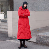 Chinese Wind Long White Duck Down Down Jacket Female 2024 Winter Retro Embroidery Add Thick Over The Knee Plate Button Large Size Coat Tide-Outfit