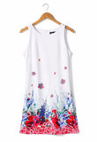 new brand 2018 summer women wear casual print sleeve free dress printed elastic