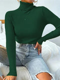 Turtleneck Ribbed Knit Sweater-Outfit