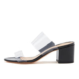 PVC Cork Serpentine Suede Lacquered Leather PU Thick Heel Slipper Large Size Exposed Toe Style-Outfit