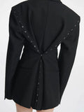 Fongt Goods Personality Breasted Splicing Small Suit 2024 Spring New Fashion Design Sense Loose Versatile Suit Jacket Female-Outfit