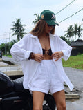 Fongt Open-Shirt Shorts Set 2025 Spring And Summer Wear Simple Solid Color Casual Suit