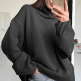 Soft Turtleneck Knitted Sweater Women Autumn Casual Long Sleeve Knitwear Pullover Female Simple Solid Warm Jumper Lady